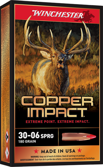 Winchester Ammo Copper Impact 30-06 Springfield 180gr Copper Extreme Point Lead-Free 20 Rd - Box or Case