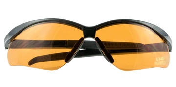 Walkers Game Ear Crosshair Sport Glasses Amber Lens Polycarbonate Black Half Frame