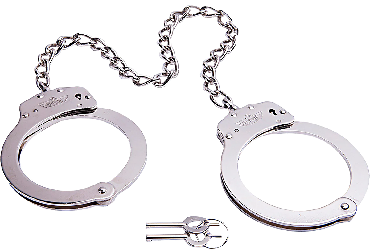 Uzi Accessories UZI 16" Twist Chain Double-Lock Leg Irons Silver - Includes 2 Keys