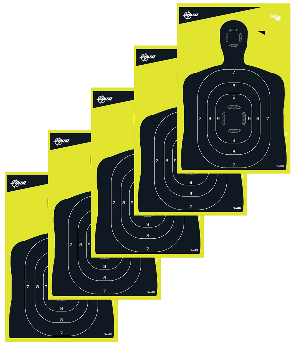 EZ-Aim 15330 Splash Reactive Silhouette Paper Hanging Target 12" x 18" Black/Yellow - 5 Pack