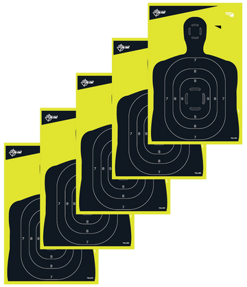 EZ-Aim 15330 Splash Reactive Silhouette Paper Hanging Target 12" x 18" Black/Yellow - 5 Pack