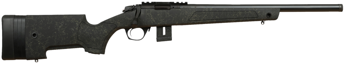 Bergara Rifles BMR-X 17 HMR 18" 10+1 Bolt-Action Rimfire Rifle - Heavy Threaded Barrel, Green/Black Synthetic Stock