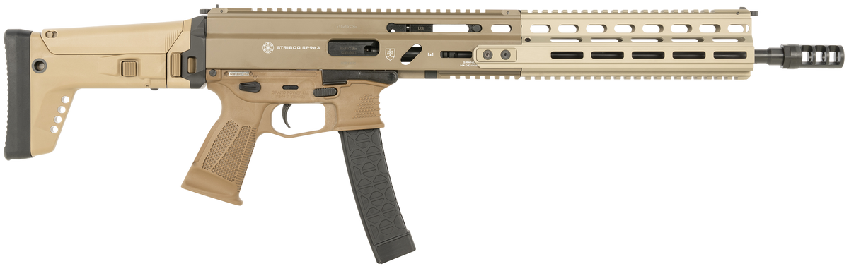 Grand Power Stribog SP9A3 Enhanced 9mm Luger 16" 30+1 Semi-Auto Rifle - Flat Dark Earth