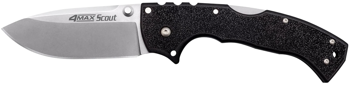 Cold Steel 4-Max Scout 4" Folding Drop Point Plain AUS-10A Stonewashed Black Griv-Ex