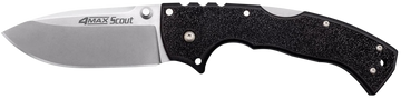 Cold Steel 4-Max Scout 4" Folding Drop Point Plain AUS-10A Stonewashed Black Griv-Ex