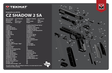 TekMat CZ Shadow 2 SA Gun Cleaning Mat 11x17" Black/White Rubber