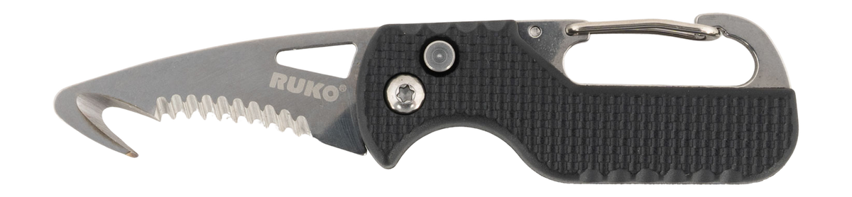 Rynoblade Knives RUKO RUK0194BK Rescue 1.75" Serrated Folding Knife - Black GFR Handle