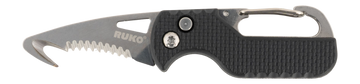 Rynoblade Knives RUKO RUK0194BK Rescue 1.75" Serrated Folding Knife - Black GFR Handle