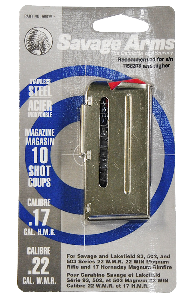Savage 93 Series 17 HMR / 22 WMR 10-Rd Stainless Steel Detachable Magazine