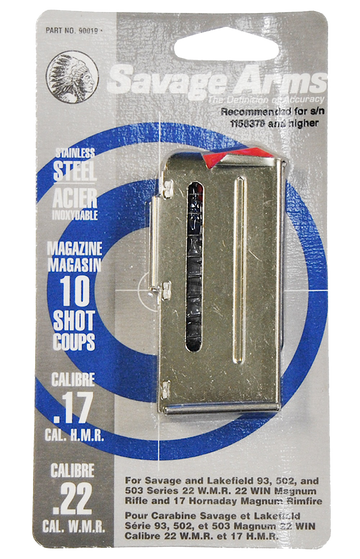 Savage 93 Series 17 HMR / 22 WMR 10-Rd Stainless Steel Detachable Magazine