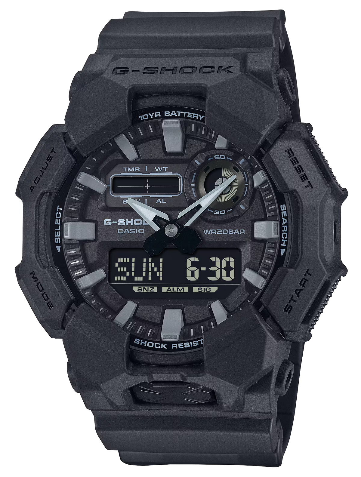 G-Shock GA010-1A1 Analog-Digital Black Resin Watch - 200M Water Resistant