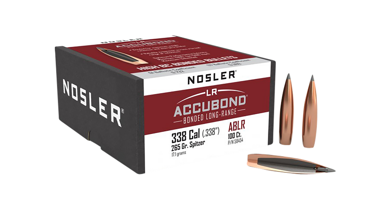 Nosler AccuBond Long Range 338 Cal 265 gr Spitzer Point Boat Tail 100/Box