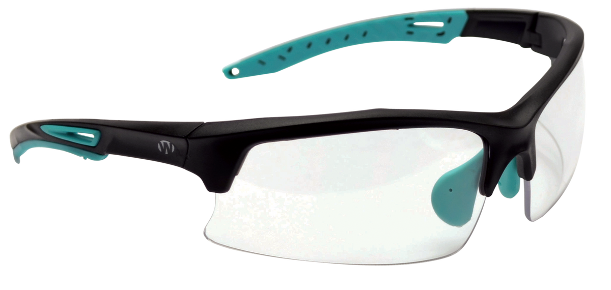 Walkers Game Ear Sport Glasses Clear Lens Polycarbonate Half Frame Black / Teal