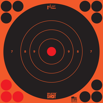 Pro-Shot SplatterShot 8" Bullseye Self-Adhesive Paper Target Black/Orange - 6 Pack