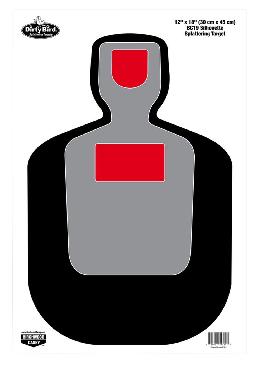 Birchwood Casey Dirty Bird BC-19 12" x 18" Silhouette Hanging Pistol Paper Target 100 Pkg