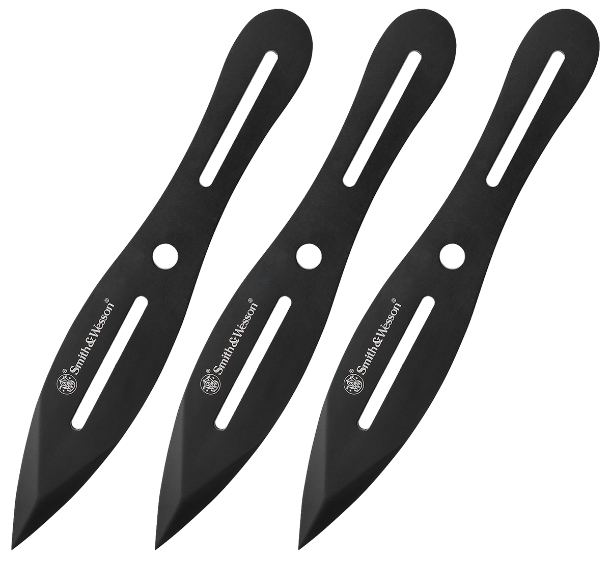 Smith & Wesson Knives Bullseye Throwing Knife Set 4.26" Fixed 2Cr13MoV SS Black Oxide - Set of 3