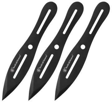 Smith & Wesson Knives Bullseye Throwing Knife Set 4.26" Fixed 2Cr13MoV SS Black Oxide - Set of 3