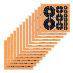 EZ-Aim 15254 Splash Reactive Bullseye Variety Self-Adhesive Paper Target 12 Pack - Black/Orange