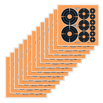EZ-Aim 15254 Splash Reactive Bullseye Variety Self-Adhesive Paper Target 12 Pack - Black/Orange