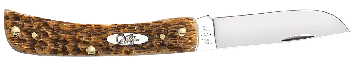Case Sod Buster Jr 2.8" Plain Edge Folding Knife - Amber Bone Peach Seed Jig