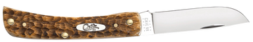 Case Sod Buster Jr 2.8" Plain Edge Folding Knife - Amber Bone Peach Seed Jig