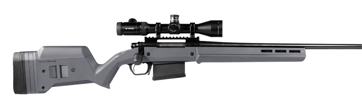 Magpul Industries Hunter American Fixed Rifle Stock - Aluminum Bedding and Adjustable Comb - Stealth Gray for Ruger American SA