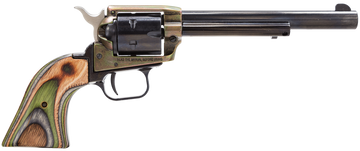 Heritage Mfg RR22CH6 Rough Rider Small Bore 22 LR 6.5" 6-Shot SAO Revolver - Simulated Case Hardened - Camo Laminate Grip