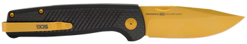S.O.G Terminus SJ LTE 2.90" Folding Plain Gold TiNi S35VN Blade Graphite Textured G10 Handle
