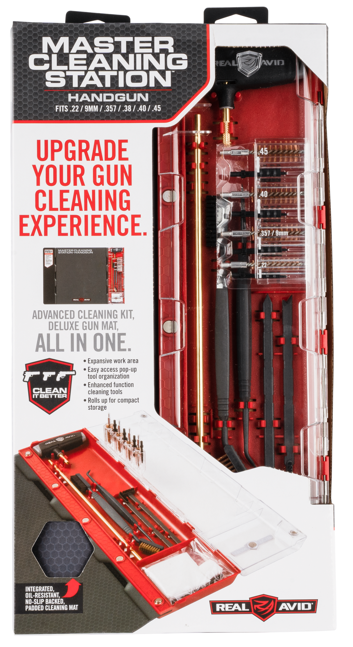 Real Avid AVMCSP Master Cleaning Station Pistol .22/9mm/.357/.38/.40/.45 Cal