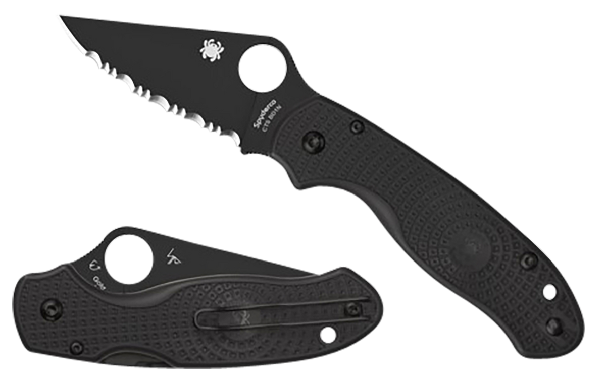 Spyderco Para 3 Lightweight 2.92" CTS BD1N Black DLC Plain Edge FRN Folding Knife