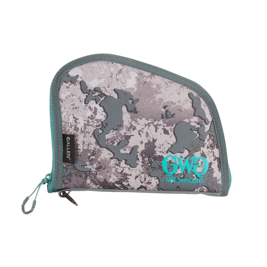 Girls With Guns 918 In The Shade 8" Handgun Case Gray/Teal Shade Camo - Locking Zipper