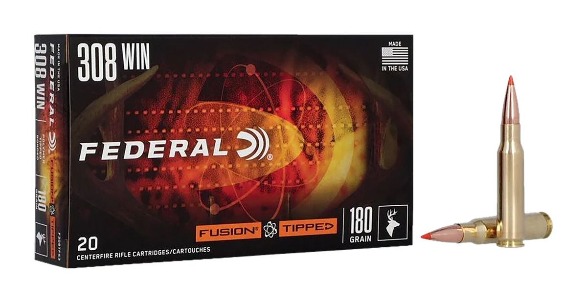 Federal Fusion Tipped 308 Win 180gr 20 Rd Bonded Soft Point - Box or Case