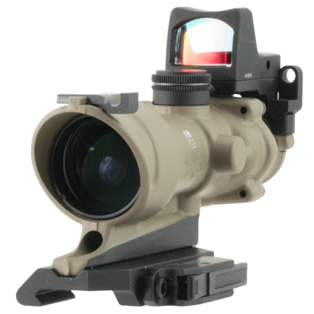 Trijicon 100555 ACOG ECOS Combo 4x32mm .223 BDC Amber Crosshair Riflescope - Flat Dark Earth w/ RMR Type 2
