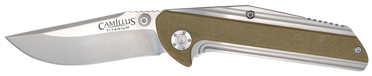 Camillus Sevens 2.75" Folding AUS-8 Carbonitride Titanium Plain Edge Desert Tan G10/SS Handle