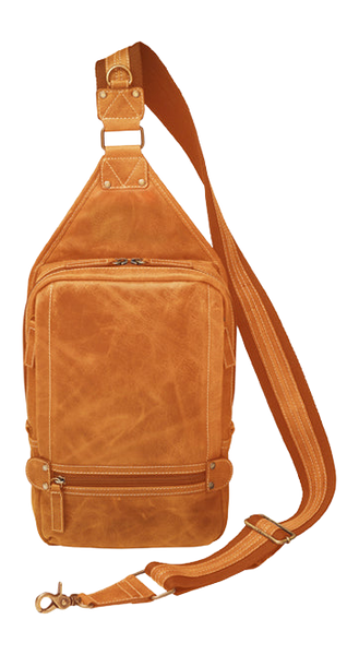 Kingport Industries GTM-CZY/108 Large Sling Backpack - Buff Buffalo Leather CCW Bag - Includes Holster