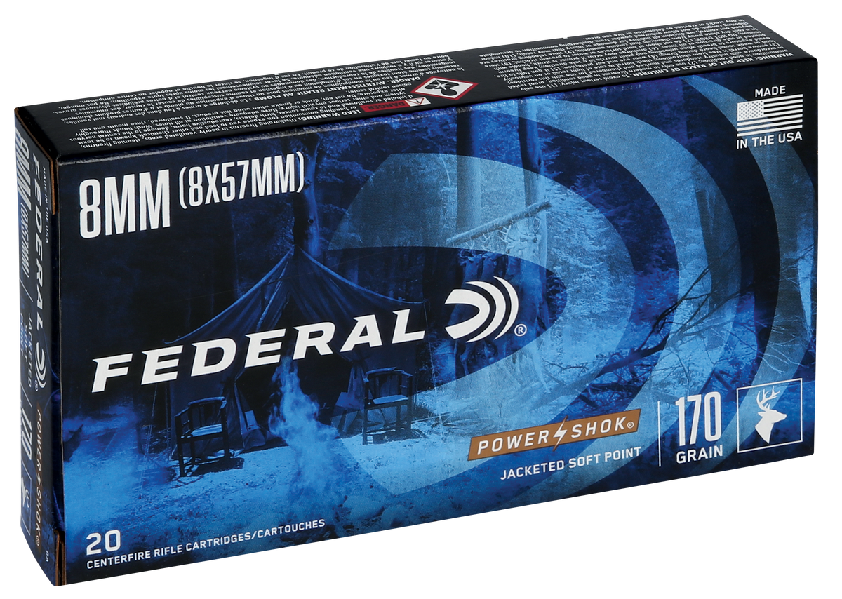 Federal 8A Power-Shok 8mm Mauser 170gr Jacketed Soft Point - Box or Case