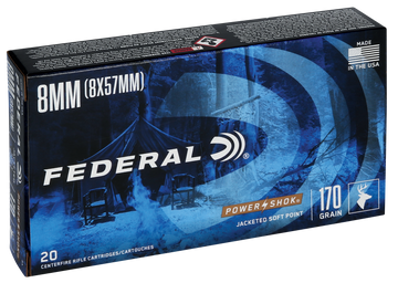 Federal 8A Power-Shok 8mm Mauser 170gr Jacketed Soft Point - Box or Case