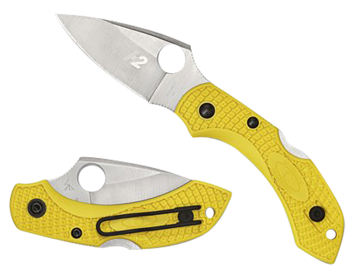 Spyderco Dragonfly 2 Salt 2.25" Plain Edge Stonewashed H1 Steel Yellow FRN Folding Knife