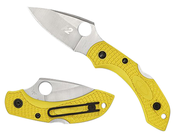 Spyderco Dragonfly 2 Salt 2.25" Plain Edge Stonewashed H1 Steel Yellow FRN Folding Knife