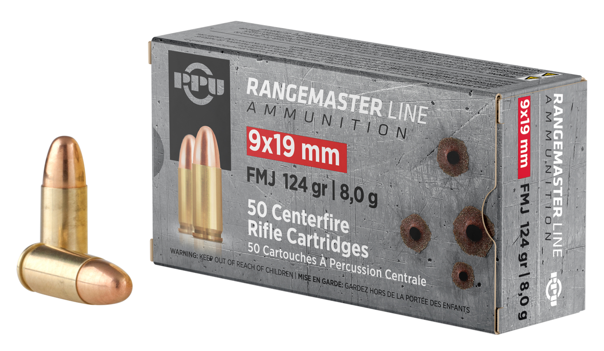 PPU Rangemaster 9mm Luger 124gr Full Metal Jacket - Box or Case