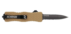 Schrade Uproar Tactical D/A OTF 3" Dagger Part Serrated Black Oxide D2 FDE Aluminum