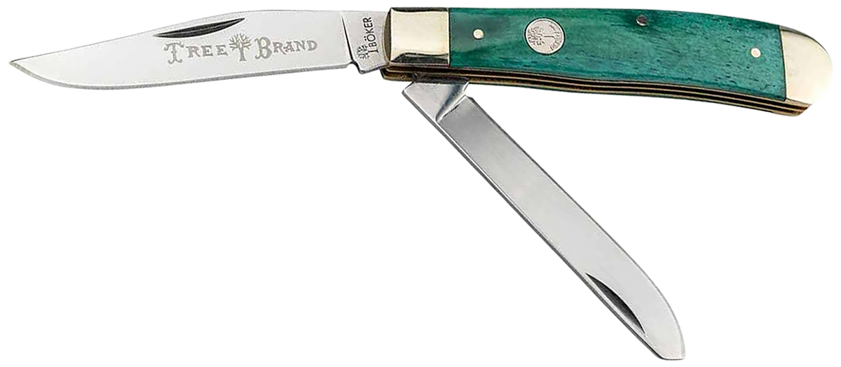 Boker Trapper 2.0 Clip Point/Spey Plain D2 Steel Smooth Green Bone 4.25" Slipjoint Folder