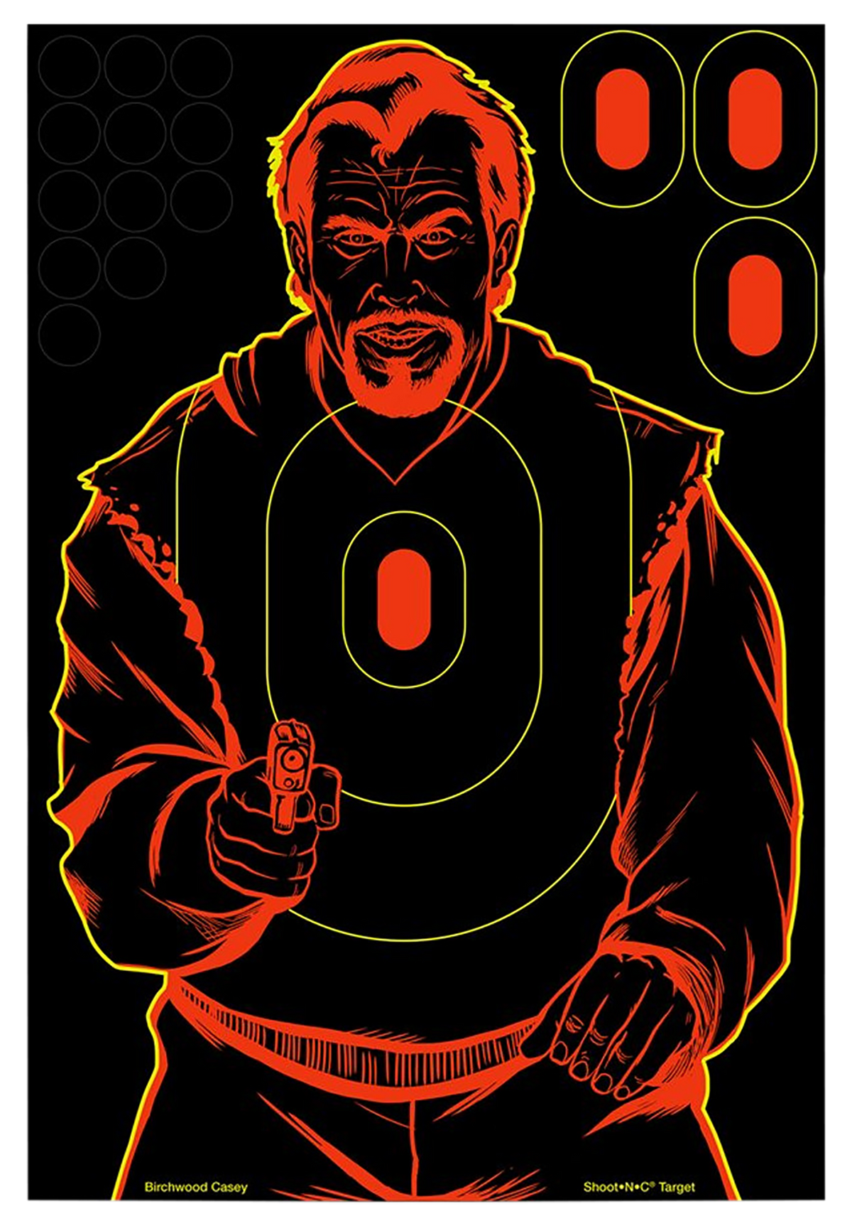 Birchwood Casey Shoot-N-C Reactive Target 12"x18" Bad Guy Silhouette Self-Adhesive Paper 12 Pack