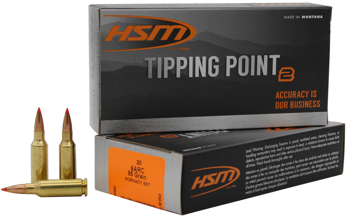 HSM Tipping Point Super Shock Tip 6mm ARC 95gr SST 20 Rd - Box or Case