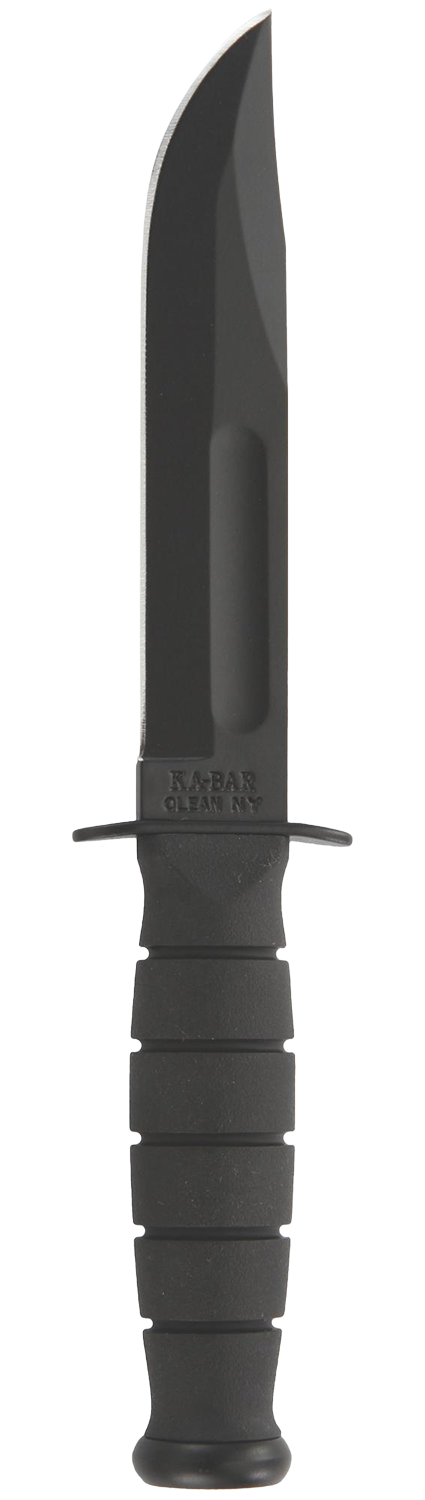 Ka-Bar 1256 Fighting/Utility 5.25 Fixed Clip Point Plain 1095 Cro-Van Black Kraton G Handle - Leather Sheath