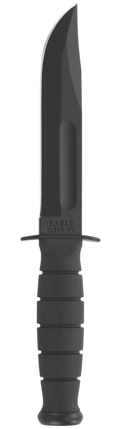 Ka-Bar 1256 Fighting/Utility 5.25 Fixed Clip Point Plain 1095 Cro-Van Black Kraton G Handle - Leather Sheath