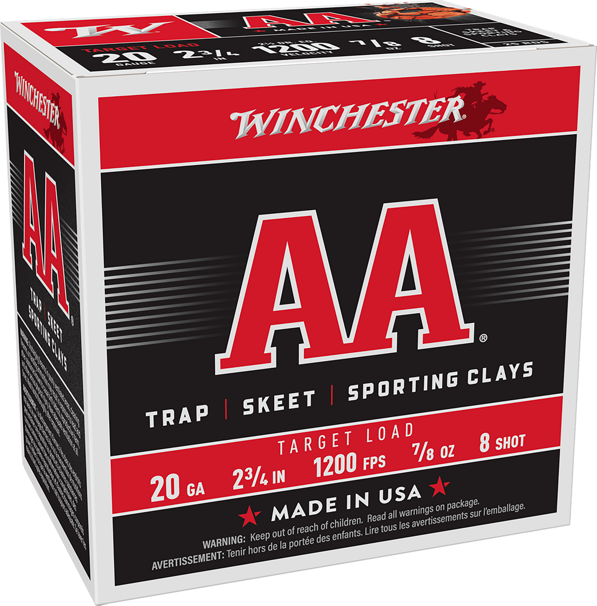 Winchester Ammo AA Target 20 Gauge 2.75" 7/8 oz #8 Shot 25 Rd - Box or Case