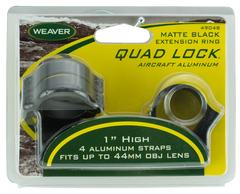 Weaver Mounts Quad Lock Detachable Scope Rings 1" High Extended Matte Black Aluminum - Quick Detach