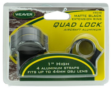 Weaver Mounts Quad Lock Detachable Scope Rings 1" High Extended Matte Black Aluminum - Quick Detach