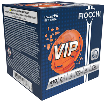 Fiocchi Exacta Target VIP 410 Gauge 2.5" 1/2 oz #8 Shot 25 Bx/10 Cs - Box or Case